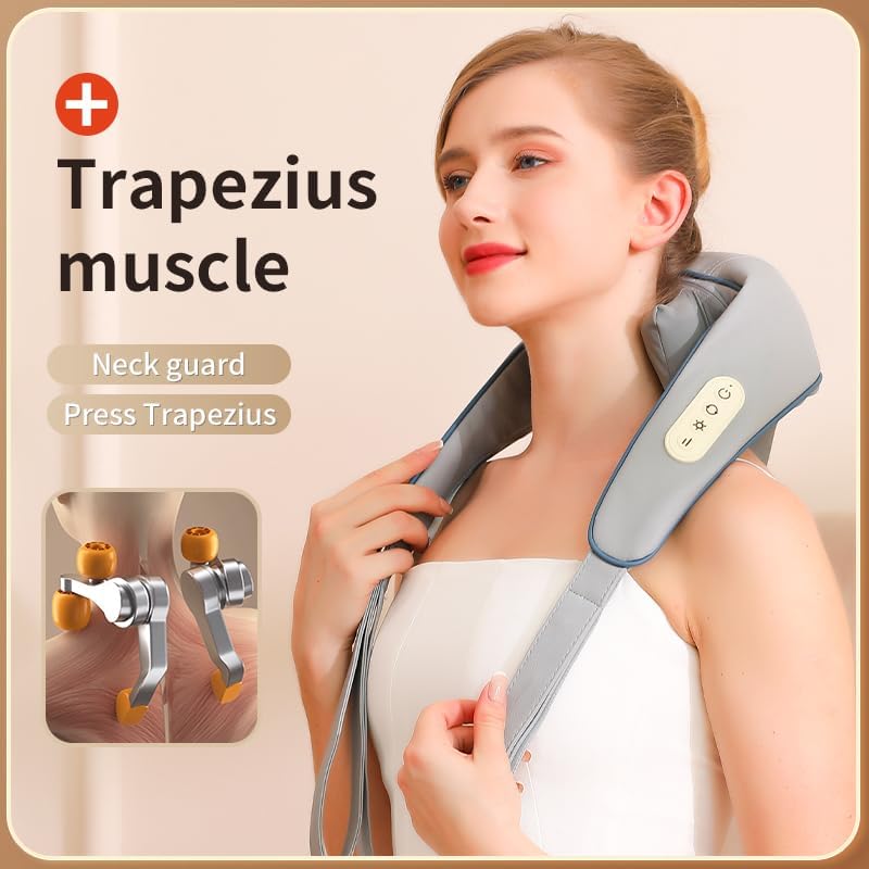 Massagegerät für Nacken- und Schulterschmerzen, Nackenmassagegerät, Tiefengewebe 3D-Knetmassage-Kissen, Nackenmassagegerät mit Wärmefunktion, geeignet für Schultern, Beine und Körper, Muskel-Schmerzlinderung, Geschenk für Männer und Frauen