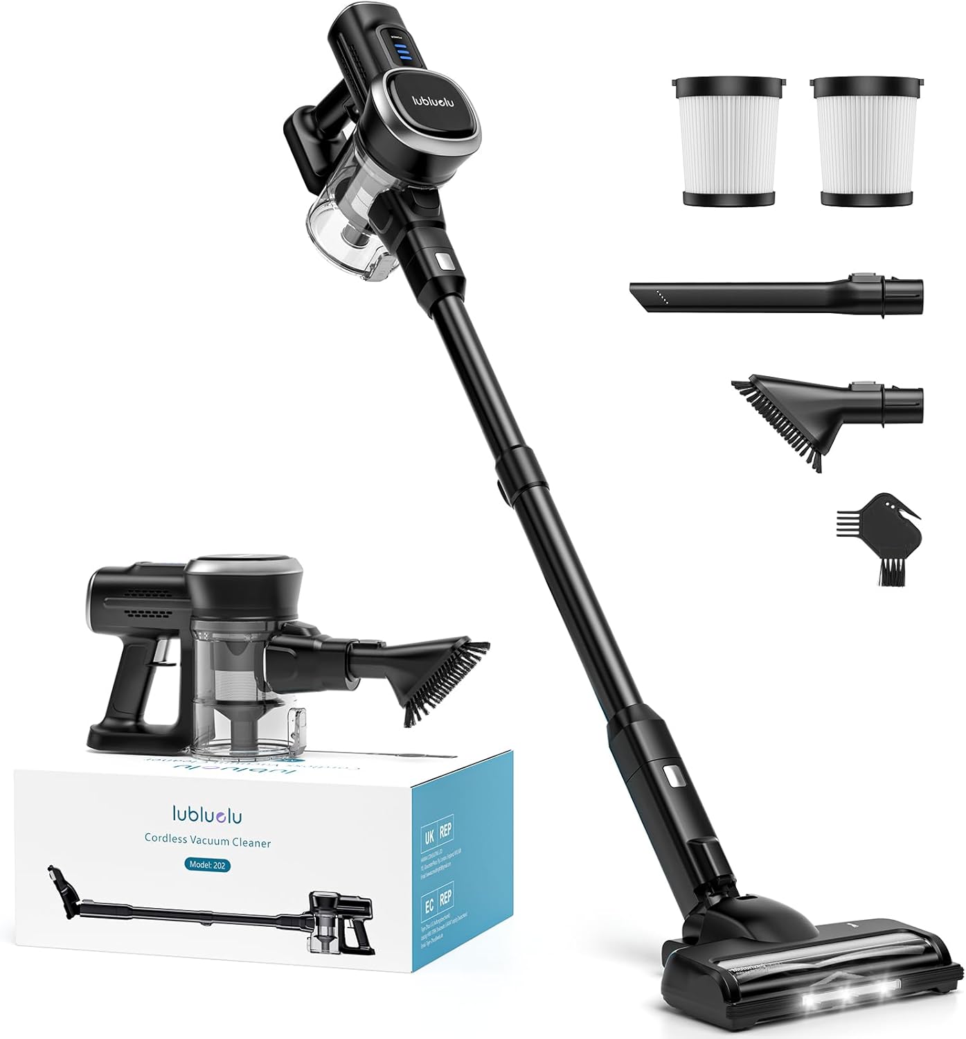 Kabelloser Staubsauger, Akku-Staubsauger mit leichtem 235W bürstenlosem Motor, freistehend und Handheld-Design für Teppiche, Hartböden und Tierhaare (Lila)