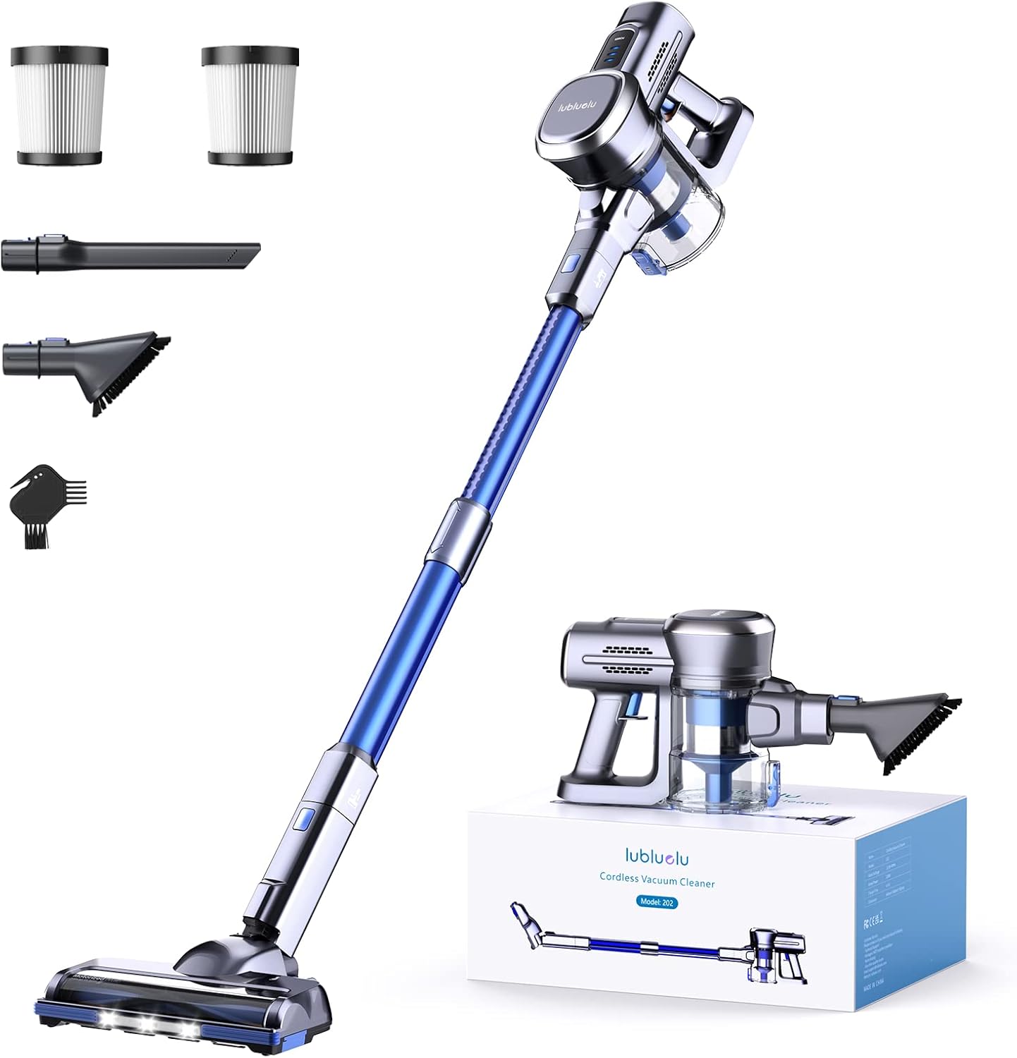 Kabelloser Staubsauger, Akku-Staubsauger mit leichtem 235W bürstenlosem Motor, freistehend und Handheld-Design für Teppiche, Hartböden und Tierhaare (Lila)