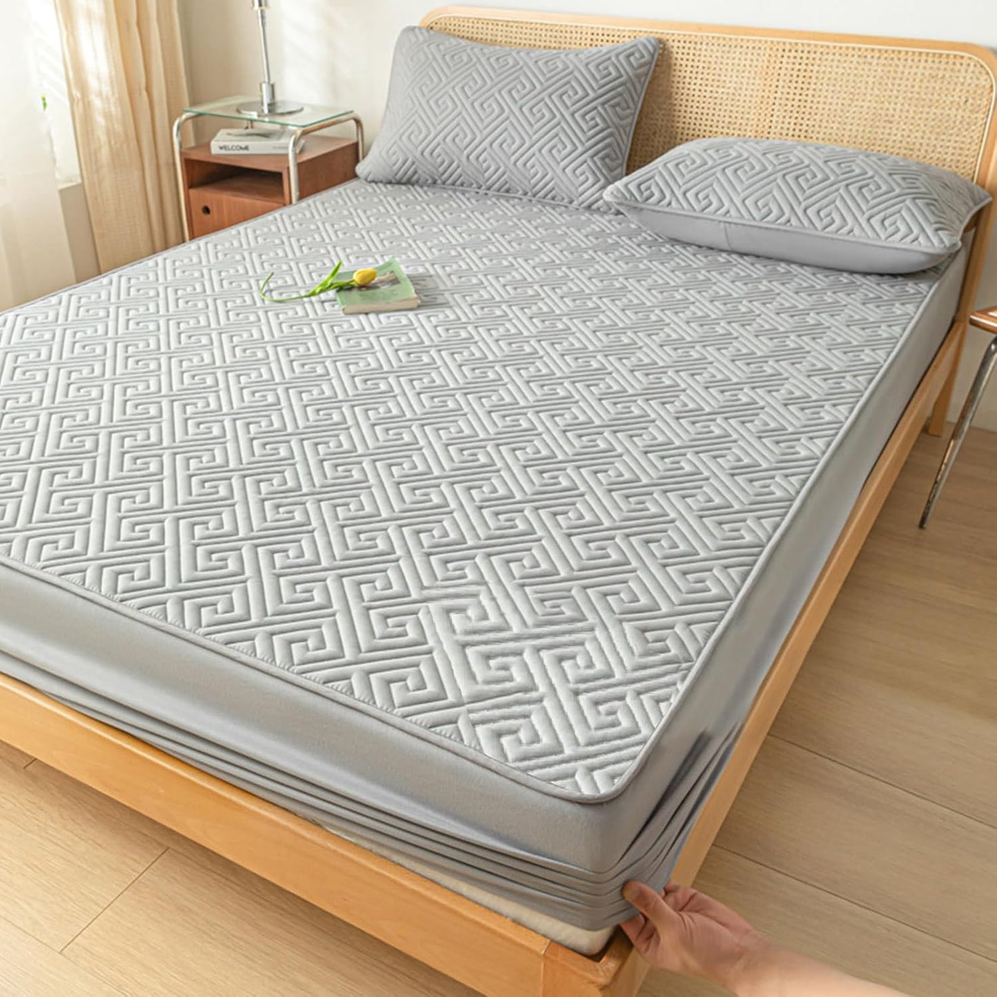 Wasserdichter Matratzenschoner in Queen-Size, atmungsaktive Kühlmatratzenauflage, geräuschlose Topper-Abdeckung, weiche und atmungsaktive Auflage für Zuhause, Schlafzimmer oder Hotel, Pink A 47,24 x 74,8
