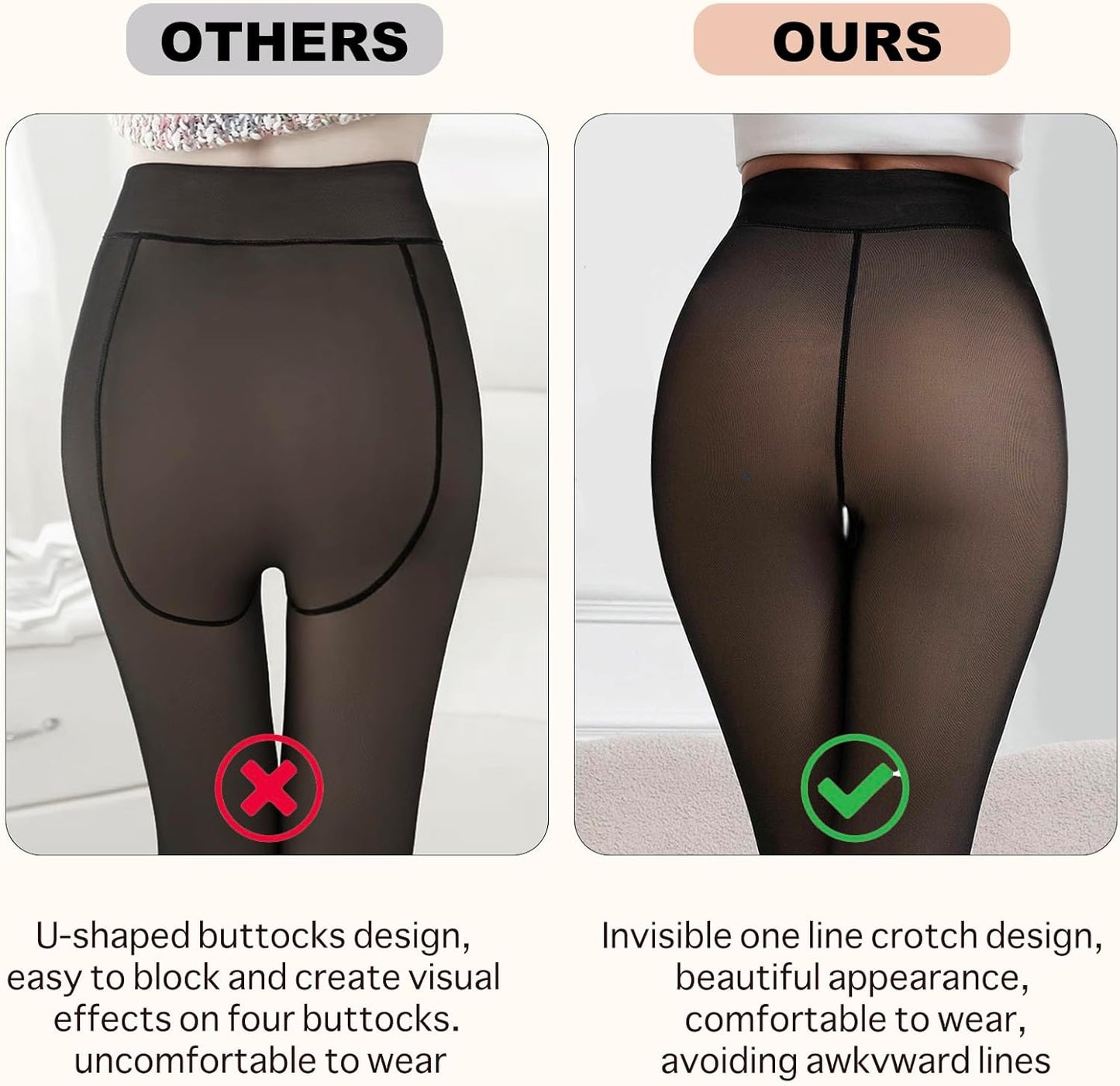 2025 Fleece-gefütterte Strumpfhosen, zusätzliche Wärme, Fake-Transparente Optik, High-Waist Thermo-Leggings für Damen