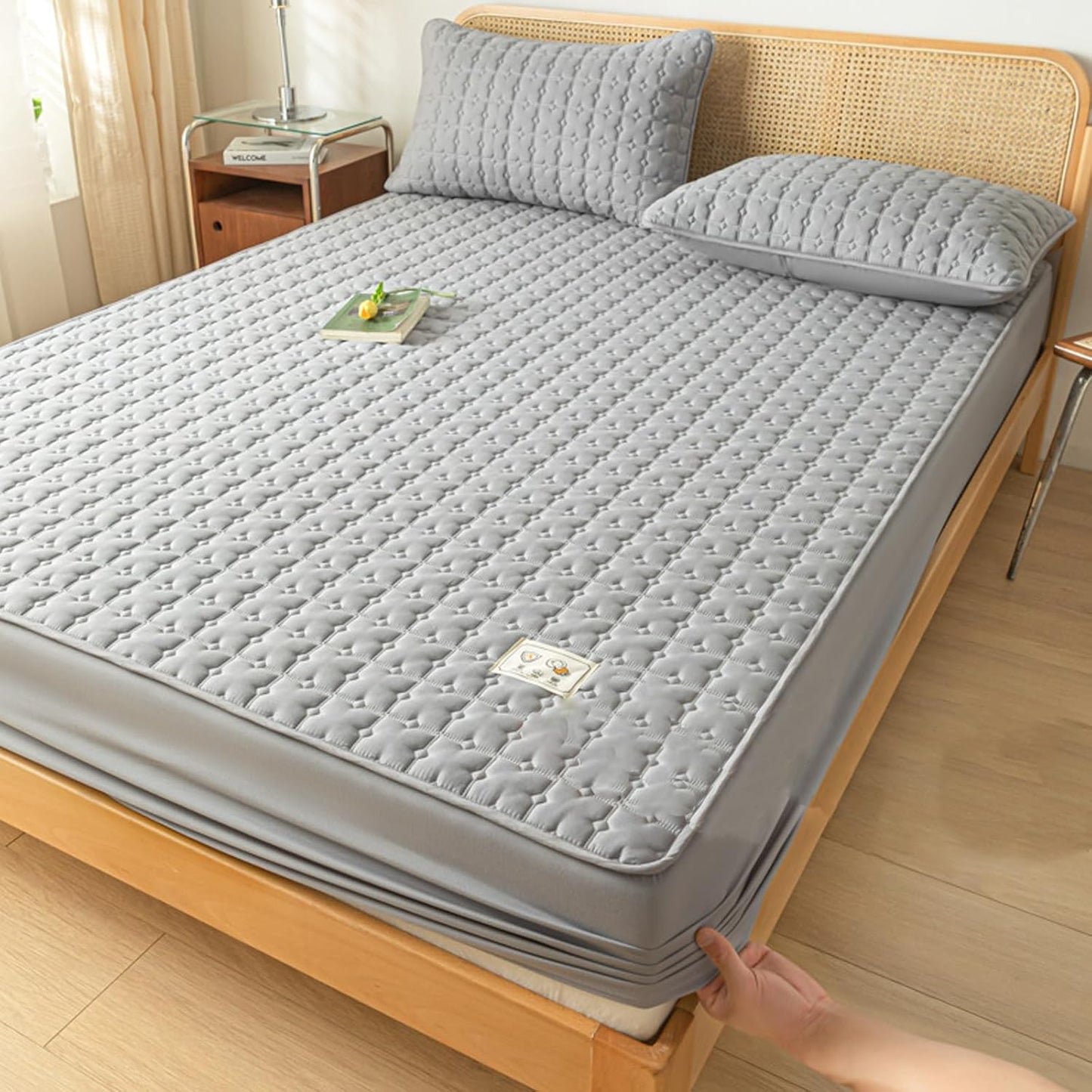 Wasserdichter Matratzenschoner in Queen-Size, atmungsaktive Kühlmatratzenauflage, geräuschlose Topper-Abdeckung, weiche und atmungsaktive Auflage für Zuhause, Schlafzimmer oder Hotel, Pink A 47,24 x 74,8