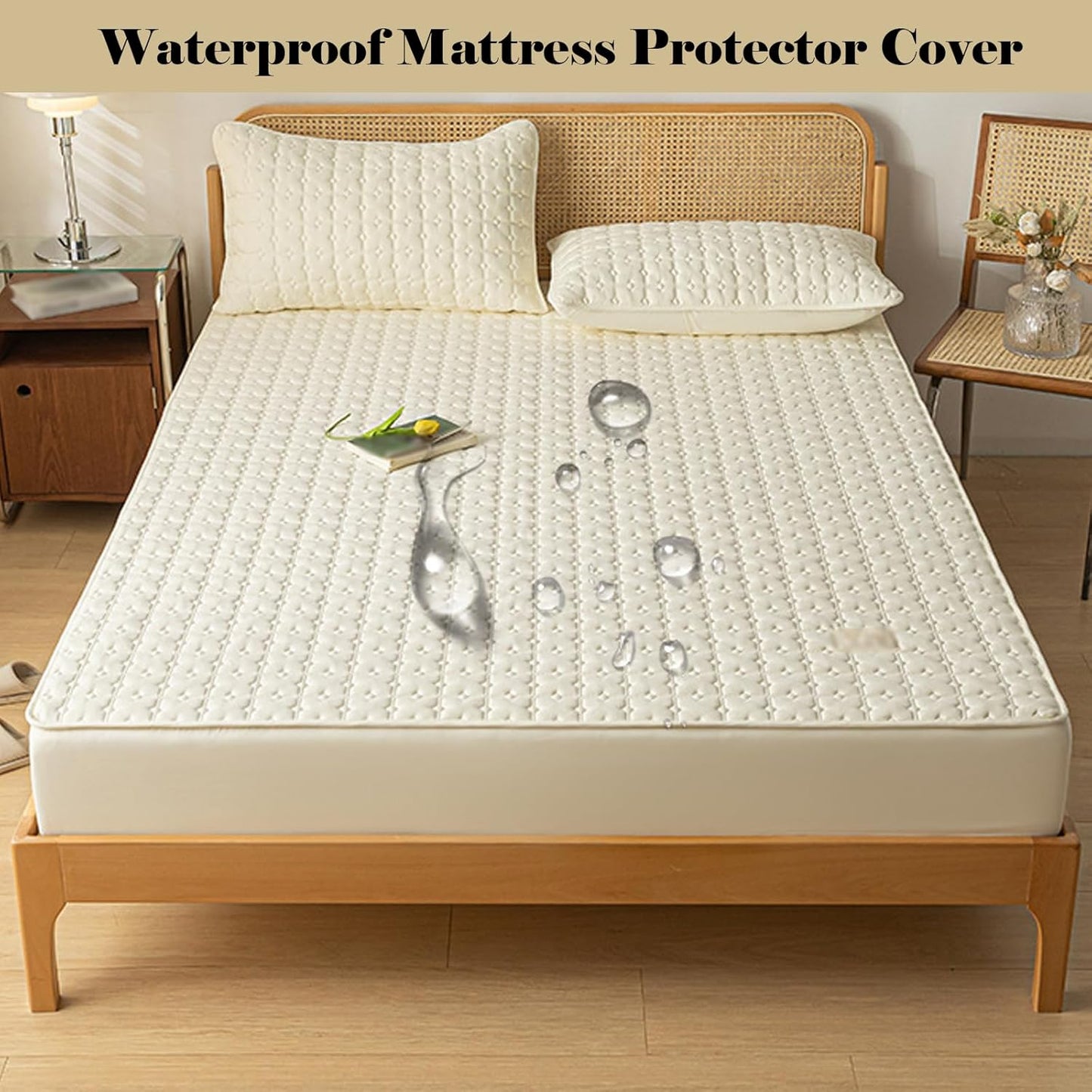 Wasserdichter Matratzenschoner in Queen-Size, atmungsaktive Kühlmatratzenauflage, geräuschlose Topper-Abdeckung, weiche und atmungsaktive Auflage für Zuhause, Schlafzimmer oder Hotel, Pink A 47,24 x 74,8