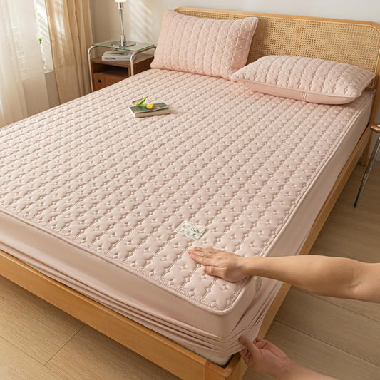 Wasserdichter Matratzenschoner in Queen-Size, atmungsaktive Kühlmatratzenauflage, geräuschlose Topper-Abdeckung, weiche und atmungsaktive Auflage für Zuhause, Schlafzimmer oder Hotel, Pink A 47,24 x 74,8