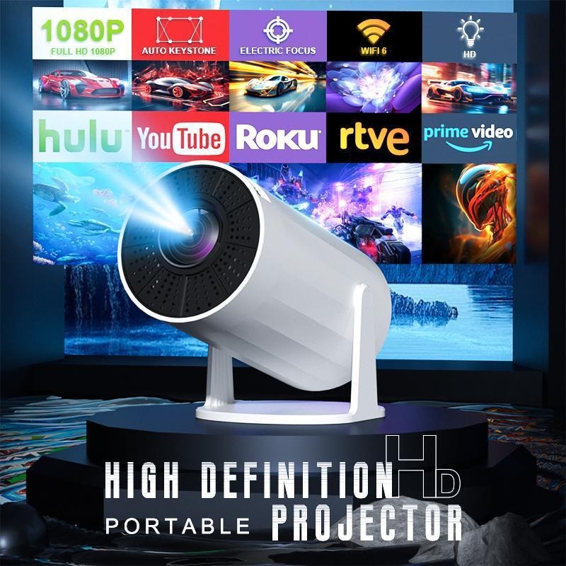Tragbarer Projek toroutdoor-projektor 2,4/5 GWiFi Smart-Projektor 180° 4K 1080 HD LED 200 Zoll Bildschirm Eingebauter Lautsprecher Heimvideoprojektor projektor für schlafzimmer