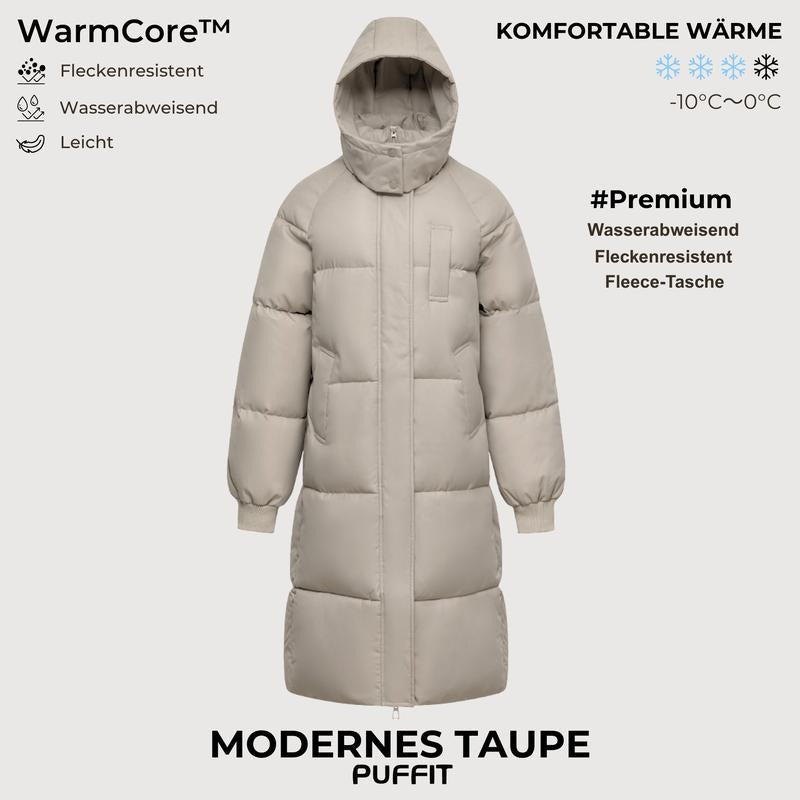 Klassischer langer Kapuzenmantel für Damen, gesteppte Oberbekleidung, große Tasche, wasserabweisend, warm, Basic, lange Ärmel, Winter