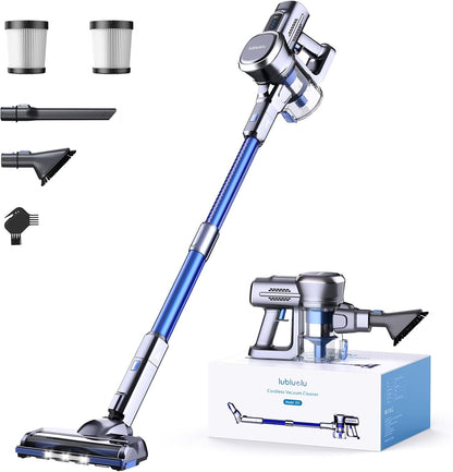 Kabelloser Staubsauger, Akku-Staubsauger mit leichtem 235W bürstenlosem Motor, freistehend und Handheld-Design für Teppiche, Hartböden und Tierhaare (Lila)